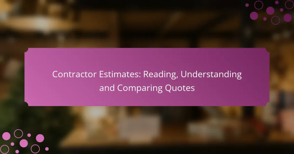 Contractor Estimates: Reading, Understanding and Comparing Quotes