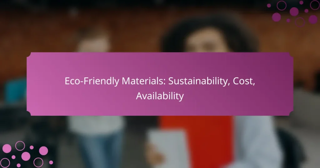 Eco-Friendly Materials: Sustainability, Cost, Availability