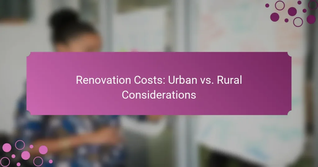 Renovation Costs: Urban vs. Rural Considerations