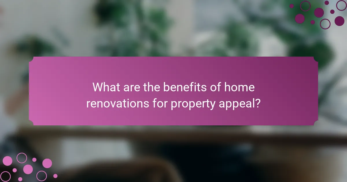 What are the benefits of home renovations for property appeal?