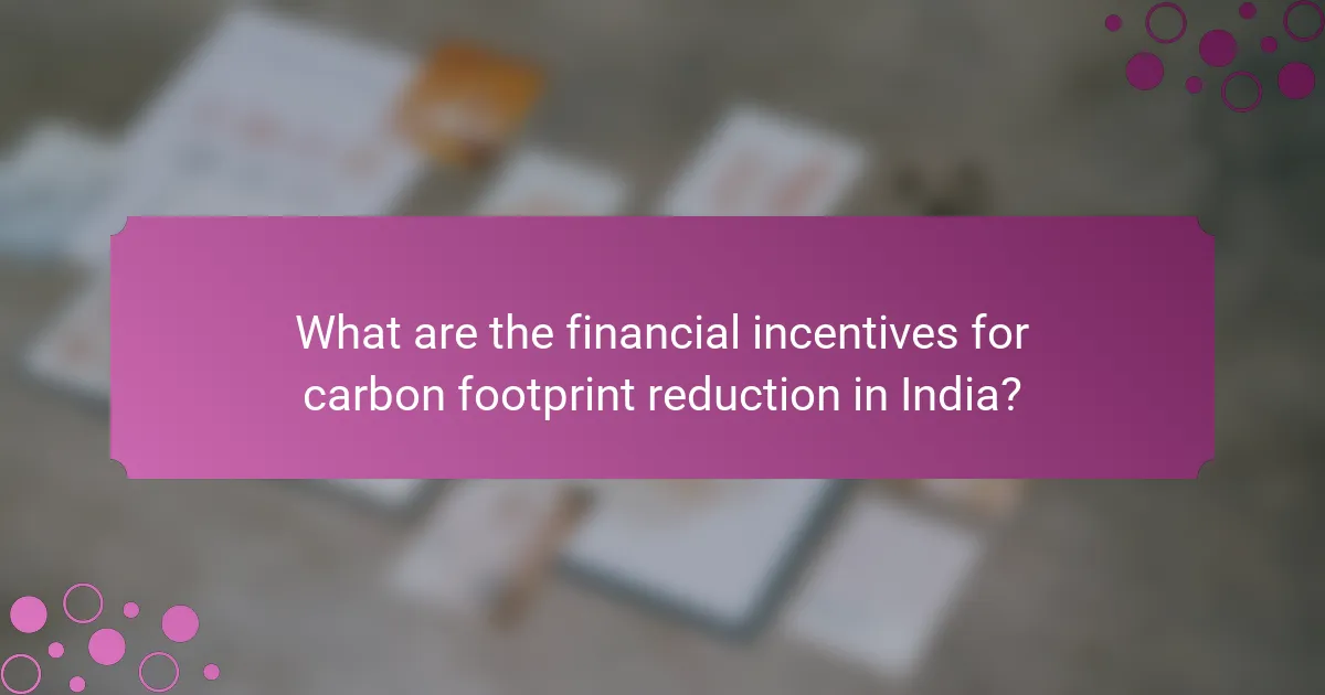 What are the financial incentives for carbon footprint reduction in India?